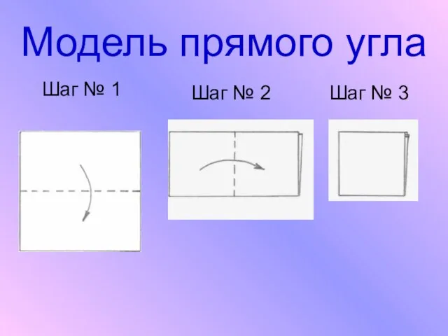 Модель прямого угла Шаг № 1 Шаг № 2 Шаг № 3