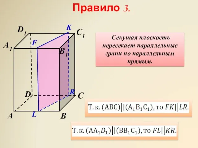 D A C A1 D1 B C1 B1 K F Правило 3.