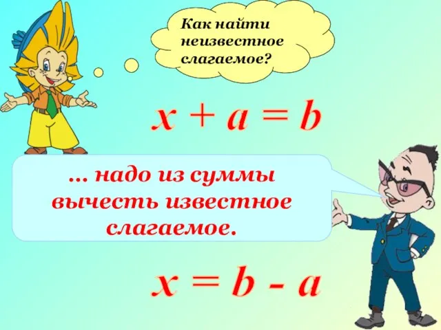 Как найти неизвестное слагаемое? х + а = b … надо из