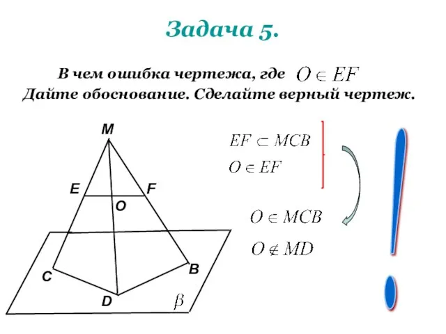 Задача 5. В чем ошибка чертежа, где Дайте обоснование. Сделайте верный чертеж.