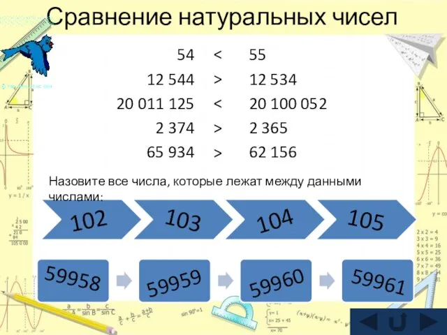 Сравнение натуральных чисел 54 12 544 20 011 125 2 374 65