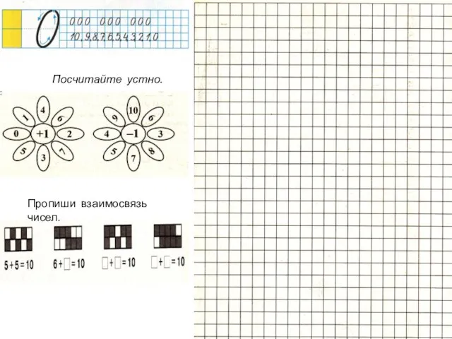 Пропиши взаимосвязь чисел. Посчитайте устно.