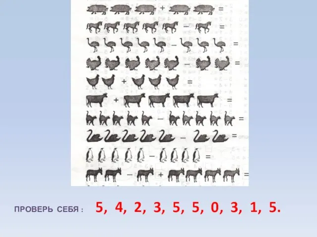 ПРОВЕРЬ СЕБЯ : 5, 4, 2, 3, 5, 5, 0, 3, 1, 5.