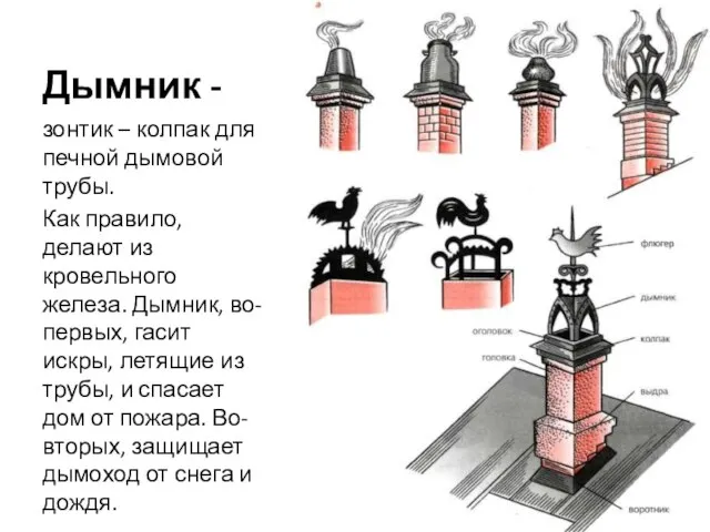 Дымник - зонтик – колпак для печной дымовой трубы. Как правило, делают