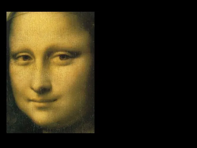 Темные глаза Мона Лизы смотрят прямо на зрителя из-под слегка затенённых век