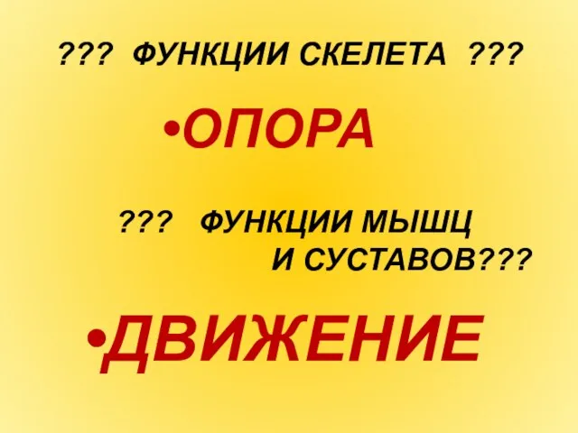 ??? ФУНКЦИИ СКЕЛЕТА ??? ОПОРА ДВИЖЕНИЕ ??? ФУНКЦИИ МЫШЦ И СУСТАВОВ???