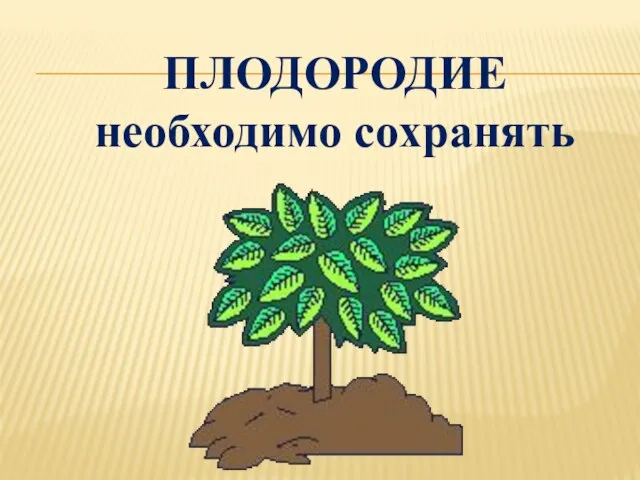 ПЛОДОРОДИЕ необходимо сохранять