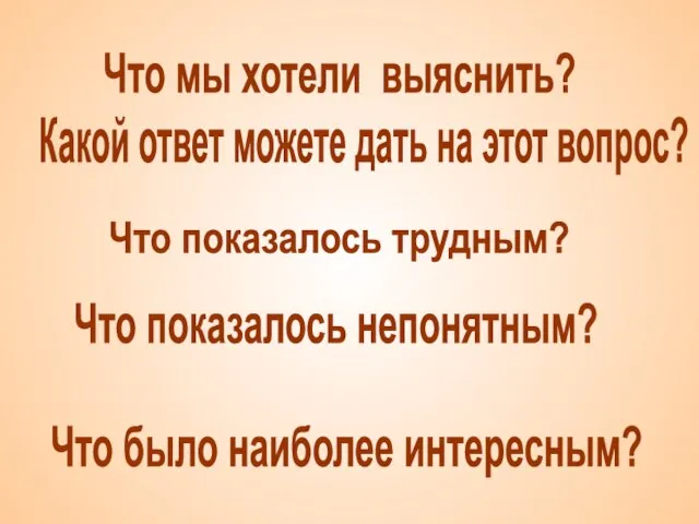 Что мы хотели выяснить? Какой ответ можете дать на этот вопрос? Что