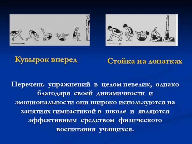 Перечень упражнений в целом невелик, однако благодаря своей динамичности и эмоциональности они