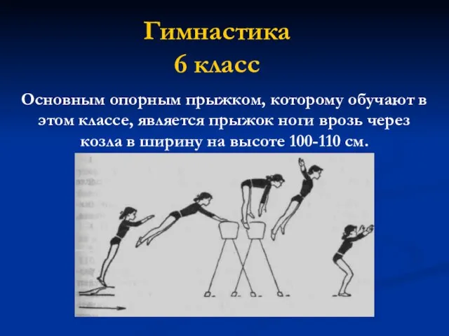 Гимнастика 6 класс Основным опорным прыжком, которому обучают в этом классе, является