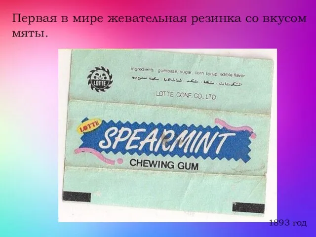 Первая в мире жевательная резинка со вкусом мяты. 1893 год