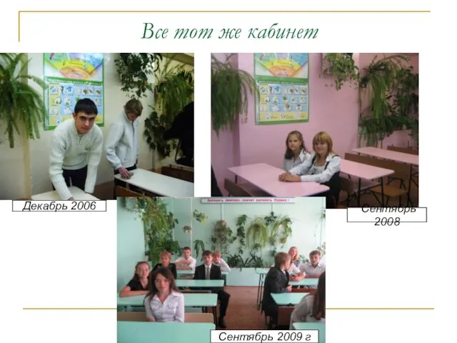 Все тот же кабинет Сентябрь 2008 Сентябрь 2009 г Декабрь 2006