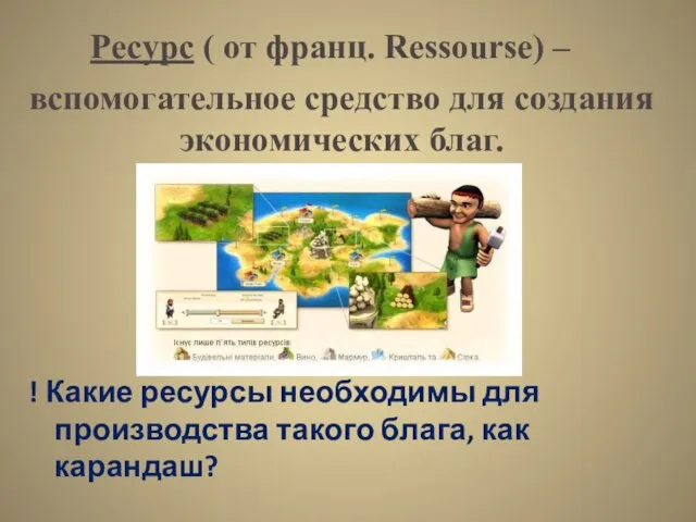 Ресурс ( от франц. Ressourse) – ! Какие ресурсы необходимы для производства