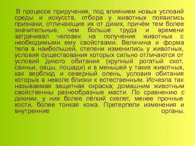 В процессе приручения, под влиянием новых условий среды и искусств, отбора у