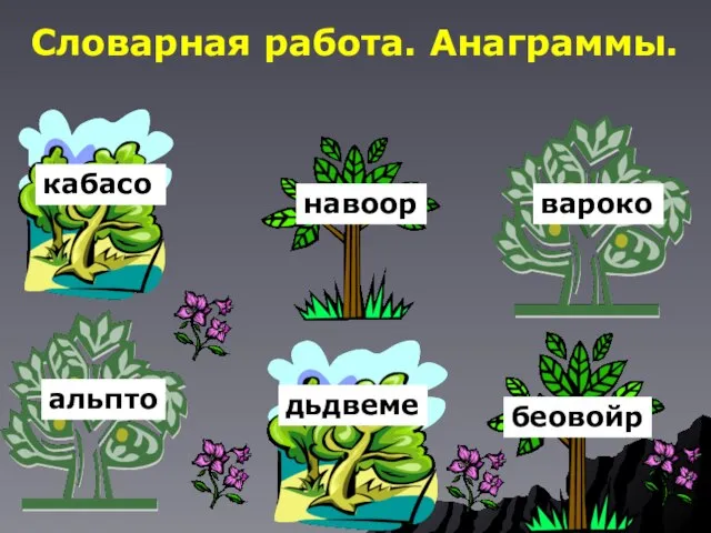 кабасо навоор вароко альпто беовойр дьдвеме Словарная работа. Анаграммы.