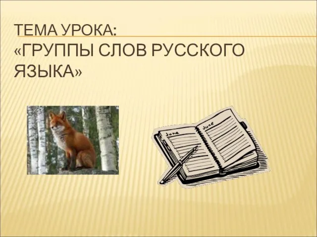 ТЕМА УРОКА: «ГРУППЫ СЛОВ РУССКОГО ЯЗЫКА»