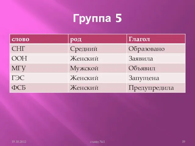 Группа 5 слайд №1