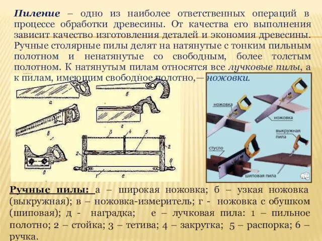 Пиление – одно из наиболее ответственных операций в процессе обработки древесины. От