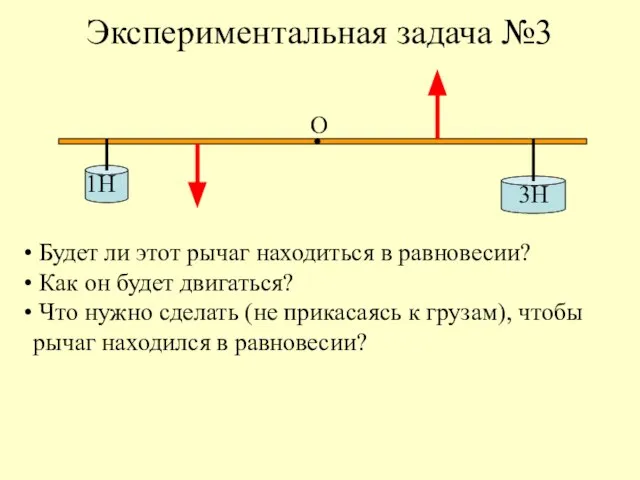 Экспериментальная задача №3 1Н 3Н О Будет ли этот рычаг находиться в