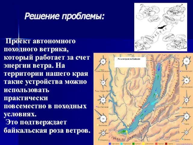 Решение проблемы: Проект автономного походного ветряка, который работает за счет энергии ветра.