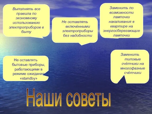 Наши советы Заменить по возможности лампочки накаливания в квартире на энергосберегающие лампочки