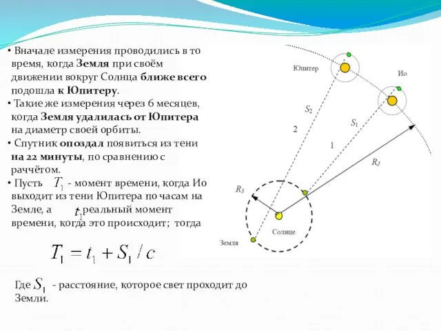 Вначале измерения проводились в то время, когда Земля при своём движении вокруг