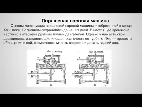 Поршневая паровая машина Основы конструкции поршневой паровой машины, изобретенной в конце XVIII