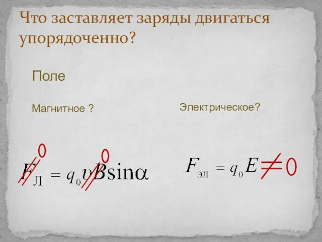 Что заставляет заряды двигаться упорядоченно? Поле Магнитное ? Электрическое?