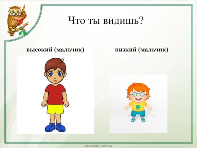 Что ты видишь? высокий (мальчик) низкий (мальчик)