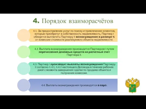 4. Порядок взаиморасчётов