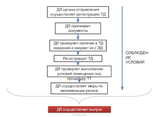 ДЛ органа отправления осуществляет регистрацию ТД ДЛ принимает документы ДЛ проверяет наличие