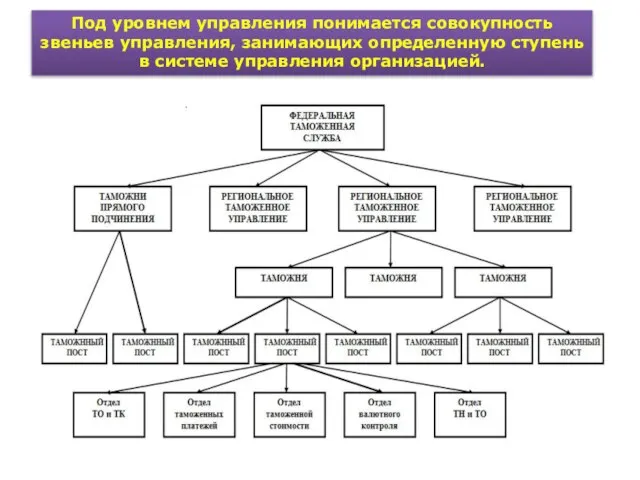 Под уровнем управления понимается совокупность звеньев управления, занимающих определенную ступень в системе управления организацией.