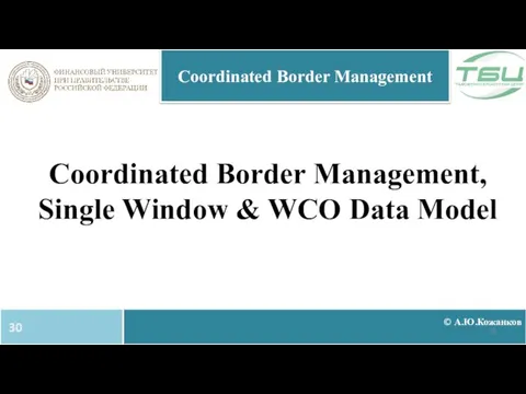 © А.Ю.Кожанков Coordinated Border Management Coordinated Border Management, Single Window & WCO Data Model