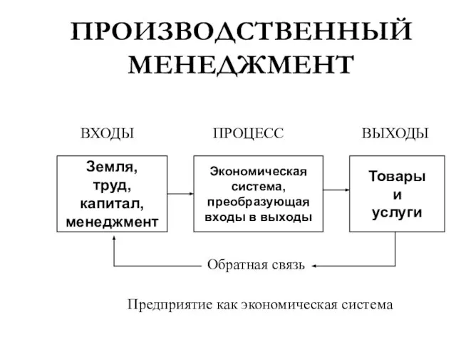 ПРОИЗВОДСТВЕННЫЙ МЕНЕДЖМЕНТ Предприятие как экономическая система