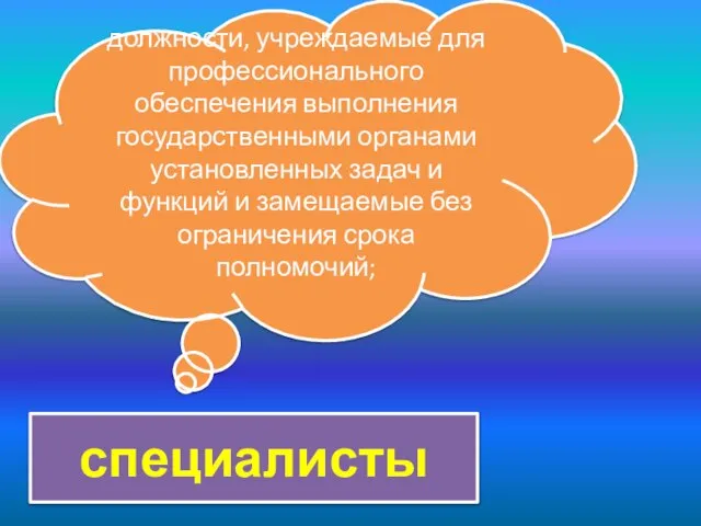 специалисты должности, учреждаемые для профессионального обеспечения выполнения государственными органами установленных задач и