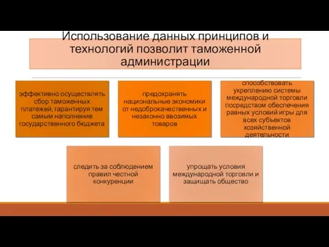 Использование данных принципов и технологий позволит таможенной администрации