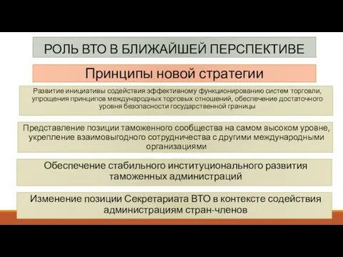 Принципы новой стратегии Развитие инициативы содействия эффективному функционированию систем торговли, упрощения принципов