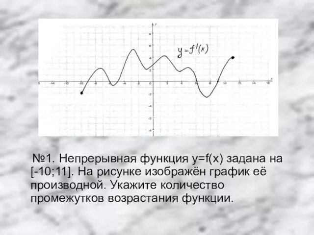№1. Непрерывная функция y=f(x) задана на [-10;11]. На рисунке изображён график её
