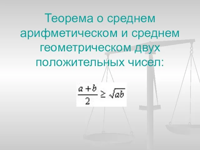 Теорема о среднем арифметическом и среднем геометрическом двух положительных чисел: