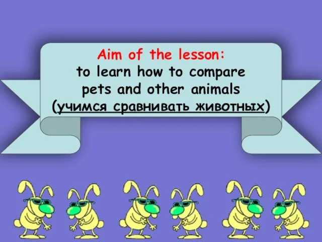 Aim of the lesson: to learn how to compare pets and other animals (учимся сравнивать животных)