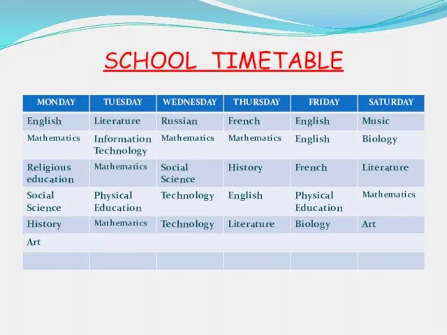 SCHOOL TIMETABLE