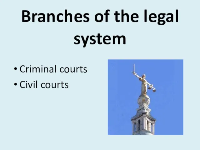 Branches of the legal system Criminal courts Civil courts