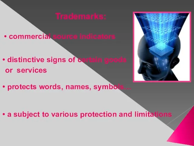 Trademarks: commercial source indicators distinctive signs of certain goods or services protects