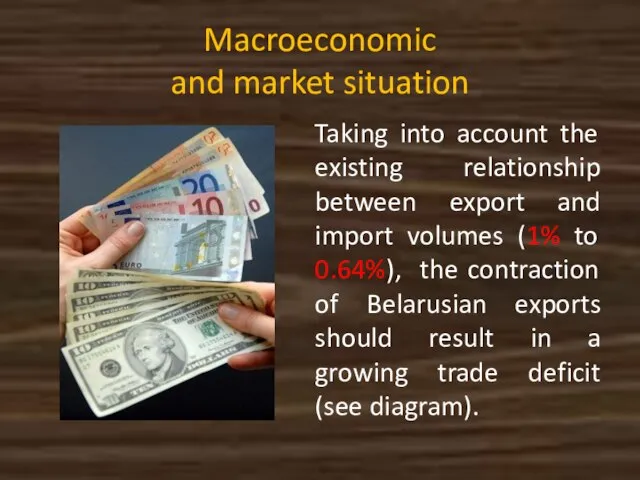 Macroeconomic and market situation Taking into account the existing relationship between export