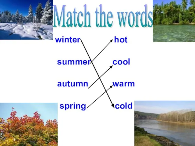 winter hot summer cool autumn warm spring cold Match the words