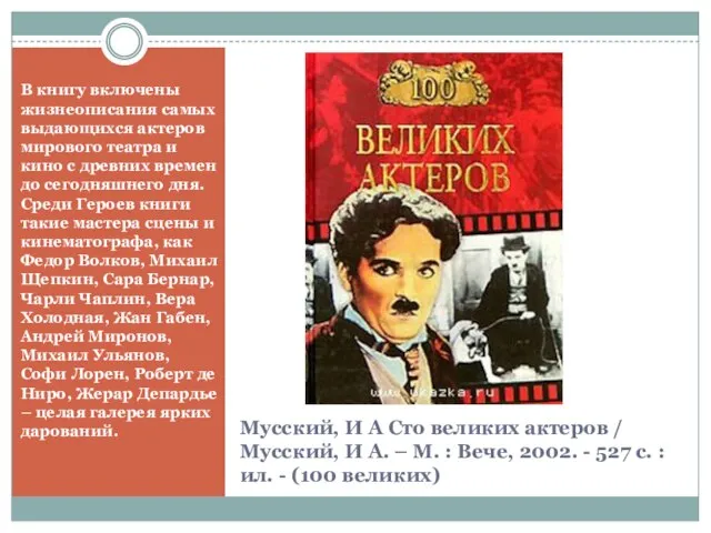 Мусский, И А Сто великих актеров / Мусский, И А. – М.