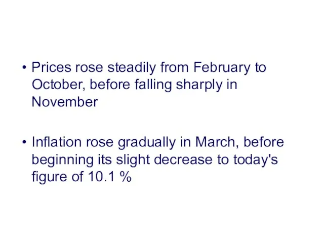 Prices rose steadily from February to October, before falling sharply in November