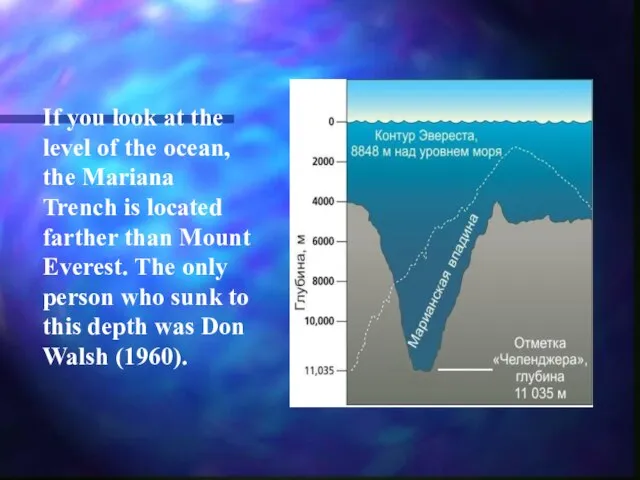 If you look at the level of the ocean, the Mariana Trench