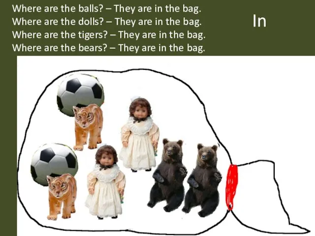 In Where are the balls? – They are in the bag. Where