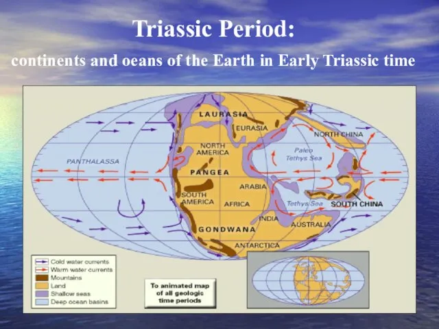 Triassic Period: continents and oeans of the Earth in Early Triassic time